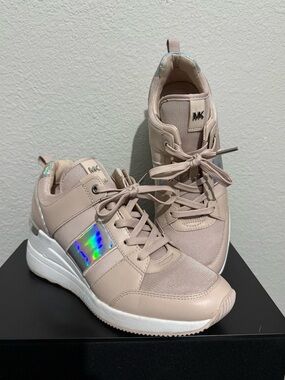 Michael Kors Women's Blush Pink Wedge Sneakers with Iridescent Accent